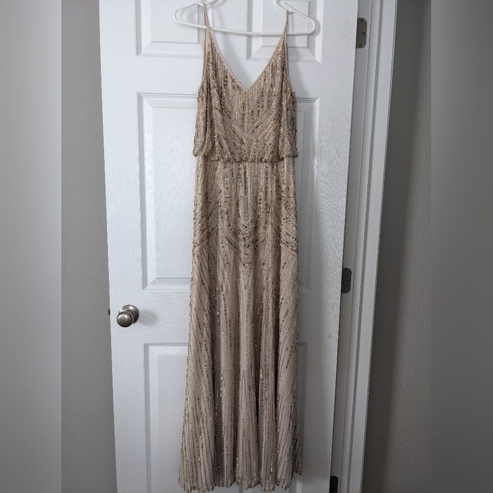 Anthropologie BHLDN Beaded Champagne Maxi | Size US 4
